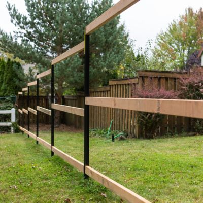 Image showing 9 th Lifetime Steel Post 7 ft. x 4 in. Powder Coated Steel Metal Fence Post with Top Plate for Line Applications, Black