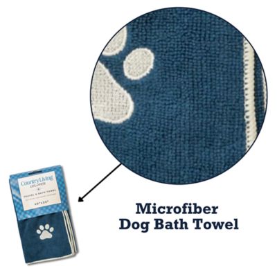 Image showing 5 th Country Living Large Marine Blue Microfiber Dog Bath Towel, Quick Drying, Absorbent and Durable