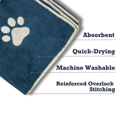 Image showing 6 th Country Living Large Marine Blue Microfiber Dog Bath Towel, Quick Drying, Absorbent and Durable