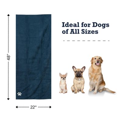 Image showing 7 th Country Living Large Marine Blue Microfiber Dog Bath Towel, Quick Drying, Absorbent and Durable