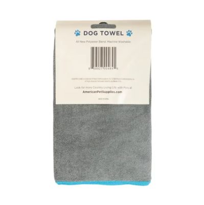 Image showing  Large Gray and Teal Microfiber Dog Bath Towel, Quick Drying, Absorbent and Durable