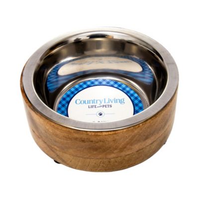 Country Living Eco Friendly Cylindrical Mango Wood Dog Bowl