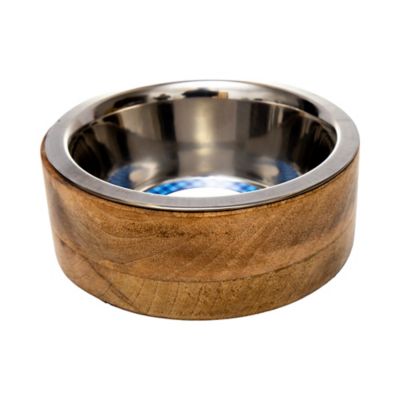 Image showing  Eco Friendly Cylindrical Mango Wood Dog Bowl