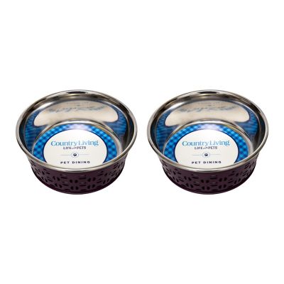 Image showing  Eco Friendly Farmhouse Style Stainless Steel Dog Bowl, 2 ct.