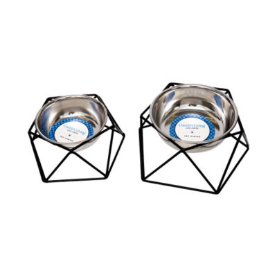 Image showing  Elevated Dog Bowl Modern Artisan Geometric Design, Single Pet Feeder