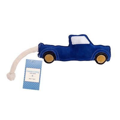 Country Living Blue Pickup Truck Dog Toy, Durable Vegan Leather