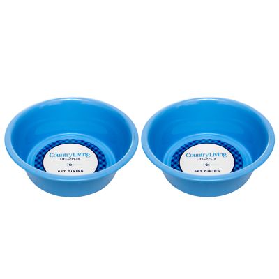 Image showing  Set of 2 Non-Slip durable Powder Coated Stainless Steel Heavy Dog Bowls