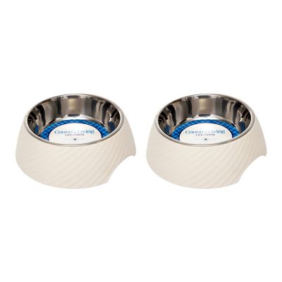 Image showing  Enhanced Stainless Steel Dog Bowl with Twill Melamine Stand