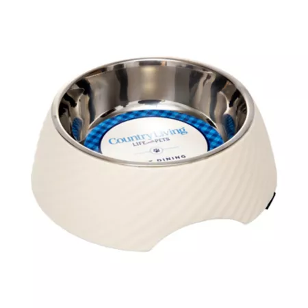 Country Living Upgraded Stainless Steel Dog Bowl with Twill Melamine Holder Single Dog Bowls