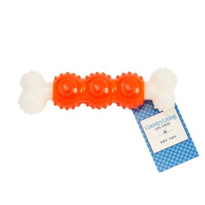 Country Living Durable TPR Nylon Dog Bone Chew Toy, Orange