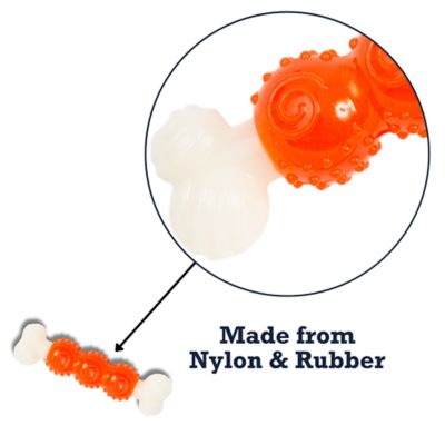 Image showing  Durable TPR Nylon Dog Bone Chew Toy, Orange