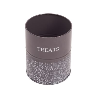 Image showing  Volcanic Gray Dog Treat Containers, Set of 2 Carbon Steel Jars with Bamboo Lids