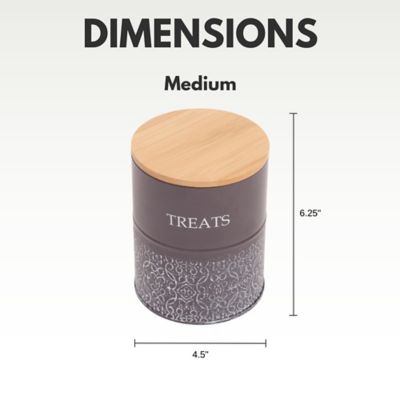 Image showing  Volcanic Gray Dog Treat Containers, Set of 2 Carbon Steel Jars with Bamboo Lids