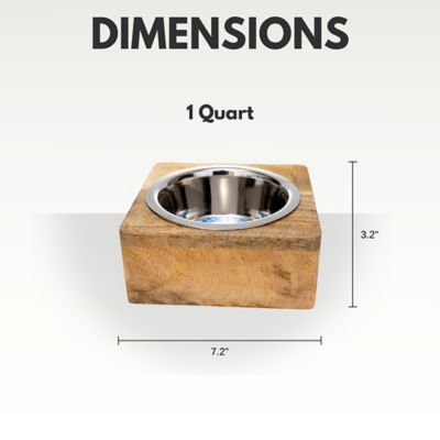 Image showing  Elegant Stainless Steel Dog Bowl with Mango Wood Holder
