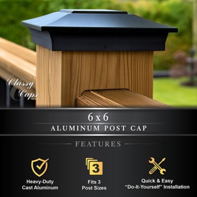 Image showing 5 th Classy Caps 6 x 6 Black Aluminum Post Cap