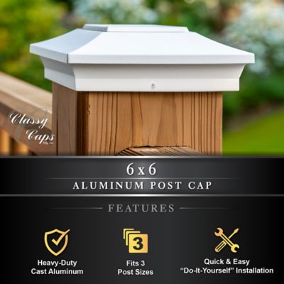 Image showing 5 th Classy Caps 6 x 6 White Aluminum Post Cap