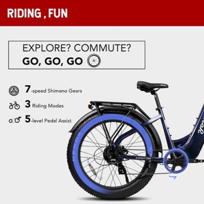 Image showing  E Scout Pro Step Through Electric Off Road Fat Tire Bike, 750W 48V20Ah Blue, 12803024BL
