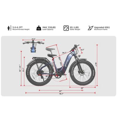 Image showing 7 th Young Electric E Scout Pro Step Through Electric Off Road Fat Tire Bike, 750W 48V20Ah Blue, 12803024BL