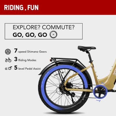 Image showing  E Scout Pro Step Through Electric Off Road Fat Tire Bike, 750W 48V20Ah Reed Yellow