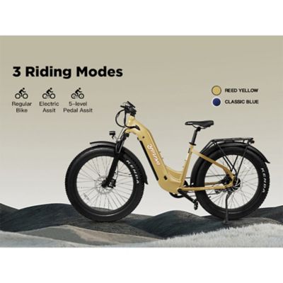 Image showing 5 th Young Electric E Scout Pro Step Through Electric Off Road Fat Tire Bike, 750W 48V20Ah Reed Yellow