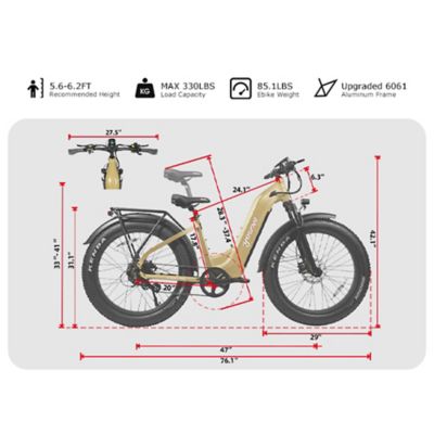 Image showing 6 th Young Electric E Scout Pro Step Through Electric Off Road Fat Tire Bike, 750W 48V20Ah Reed Yellow