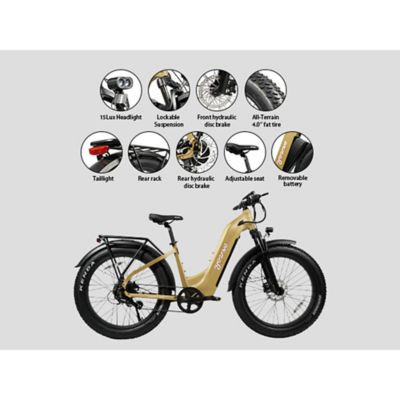 Image showing 7 th Young Electric E Scout Pro Step Through Electric Off Road Fat Tire Bike, 750W 48V20Ah Reed Yellow