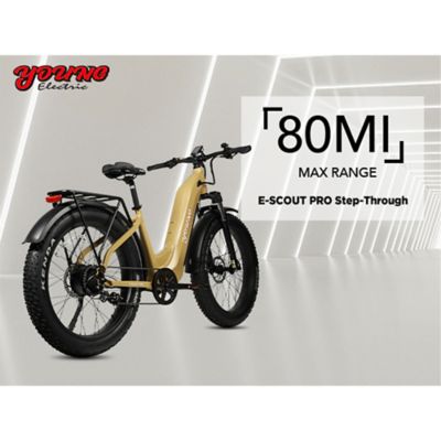 Image showing 8 th Young Electric E Scout Pro Step Through Electric Off Road Fat Tire Bike, 750W 48V20Ah Reed Yellow