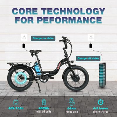 Image showing  E Urban Folding E Bike, 500W Front Motor, 48V 10Ah, 3 Ihg, Ink Black