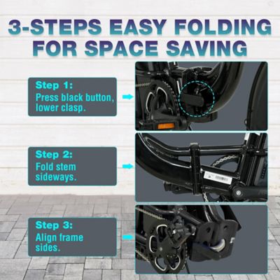 Image showing 7 th Young Electric E Urban Folding E Bike, 500W Front Motor, 48V 10Ah, 3 Ihg, Ink Black