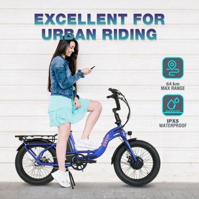 Image showing  E Urban Folding E Bike, 500W Front Motor, 48V 10Ah, 3 Ihg, Intense Blue
