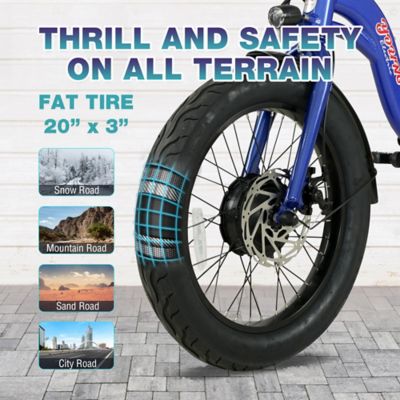 Image showing 6 th Young Electric E Urban Folding E Bike, 500W Front Motor, 48V 10Ah, 3 Ihg, Intense Blue