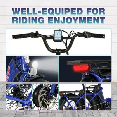 Image showing 7 th Young Electric E Urban Folding E Bike, 500W Front Motor, 48V 10Ah, 3 Ihg, Intense Blue