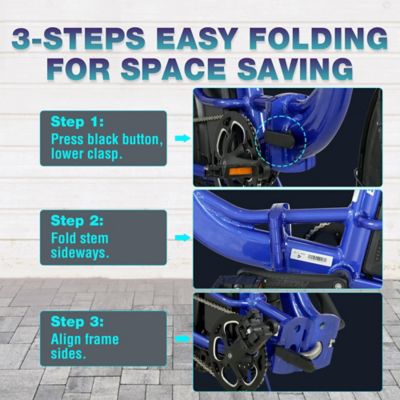 Image showing 8 th Young Electric E Urban Folding E Bike, 500W Front Motor, 48V 10Ah, 3 Ihg, Intense Blue