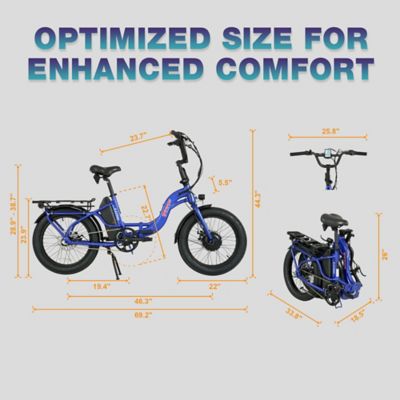 Image showing 9 th Young Electric E Urban Folding E Bike, 500W Front Motor, 48V 10Ah, 3 Ihg, Intense Blue