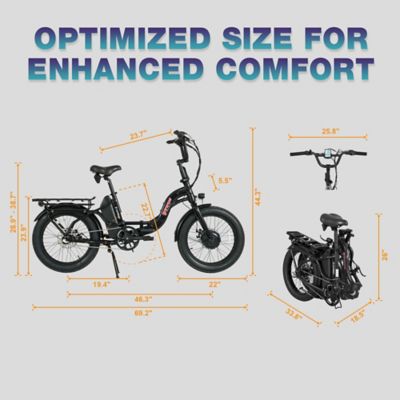 Image showing 5 th Young Electric E Urban Pro Folding E Bike, 500W Front Motor, 48V 15Ah, 7 Ihg, Torque Sensor, Ink Black