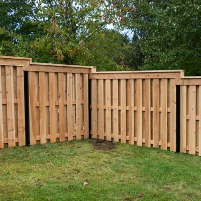 Image showing  7.5 ft. x 4 in. Powder Coated Steel Metal Fence Post with Top Plate for Line Applications, Black