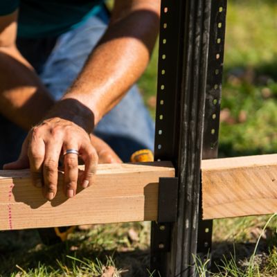 Image showing  7.5 ft. x 4 in. Powder Coated Steel Metal Fence Post with Top Plate for Line Applications, Black