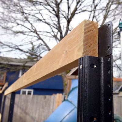 Image showing 6 th Lifetime Steel Post 7.5 ft. x 4 in. Powder Coated Steel Metal Fence Post with Top Plate for Line Applications, Black