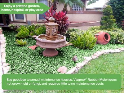 Image showing  Green Rubber Playground and Landscape Mulch, 37.5 CF pallet of 25 bags/1.38 cu. yds./1000 lbs.