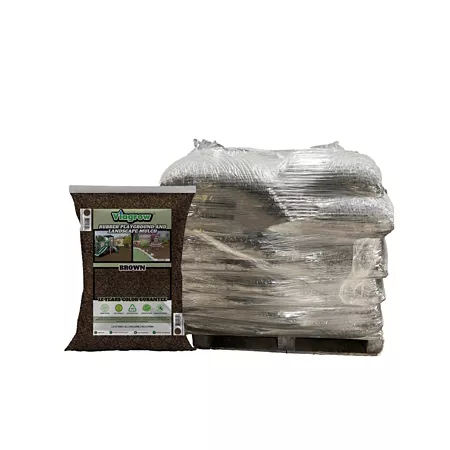 Viagrow 37.5 CF Brown Rubber Playground and Landscape Mulch Pallet of 25 Bags/1.38 cu yards/1 000 lbs. Rubber Mulch