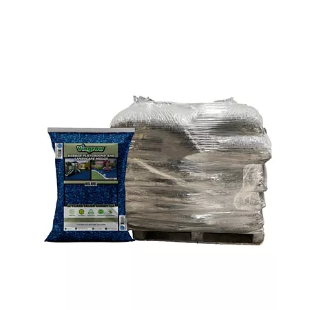 Viagrow Blue Rubber Playground and Landscape Mulch 37.5 CF pallet of 25 bags/1.38 cu yards/1 000 lbs. Rubber Mulch