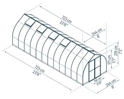 Image showing  Bella 8 ft. x 24 ft. Greenhouse