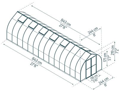 Image showing  Bella 8 ft. x 28 ft. Greenhouse
