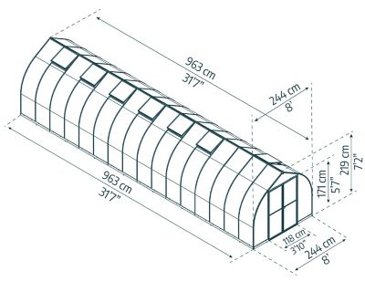 Image showing  Bella 8 ft. x 32 ft. Greenhouse