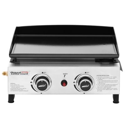 Royal Gourmet Portable 2 Burner Tabletop Gas Griddle Grill, 17,000 BTU, Outdoor Cooking While Camping or Tailgating PD1204