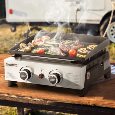 Image showing  2-Burner Portable Tabletop Propane Gas Flat Top Grill and Griddle, 227 sq. in., Black