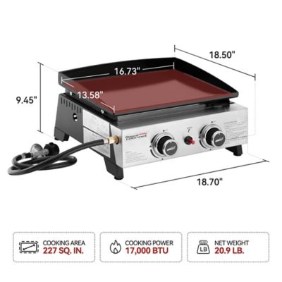 Image showing  2-Burner Portable Tabletop Propane Gas Flat Top Grill and Griddle, 227 sq. in., Black