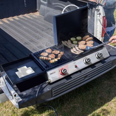 Image showing  3-Burner Portable Propane Gas Flat Top Grill and Griddle Station with Lid, 405 sq. in., Silver
