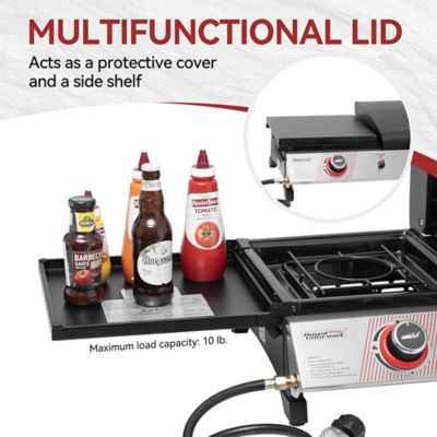 Image showing 6 th Royal Gourmet 3-Burner Portable Propane Gas Flat Top Grill and Griddle Station with Lid, 405 sq. in., Silver