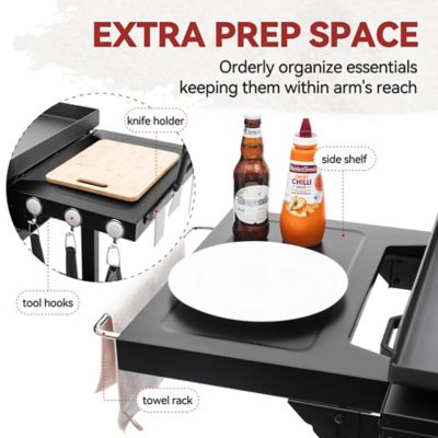 Image showing 5 th Royal Gourmet 6-Burner Propane Gas Flat Top Grill and Griddle with Shelves and Spice Rack, 994 sq. in., Black